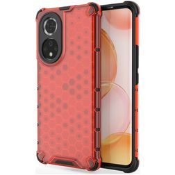 Mobigear Honeycomb Coque HONOR 50 Coque arrière Rigide Anti-Chocs - Rouge