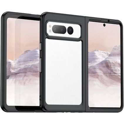 Mobigear Crystal Coque Google Pixel Fold Coque arrière Rigide - Transparent / Noir