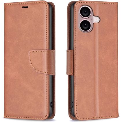 Mobigear Excellent Housse iPhone 16 Plus Etui Porte-Monnaie - Marron