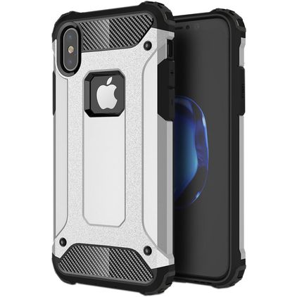 Mobigear Outdoor Coque iPhone XS Coque arrière Rigide Anti-Chocs - Argent