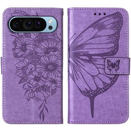 Mobigear Butterfly Housse Google Pixel 9 Etui Porte-Monnaie - Violet