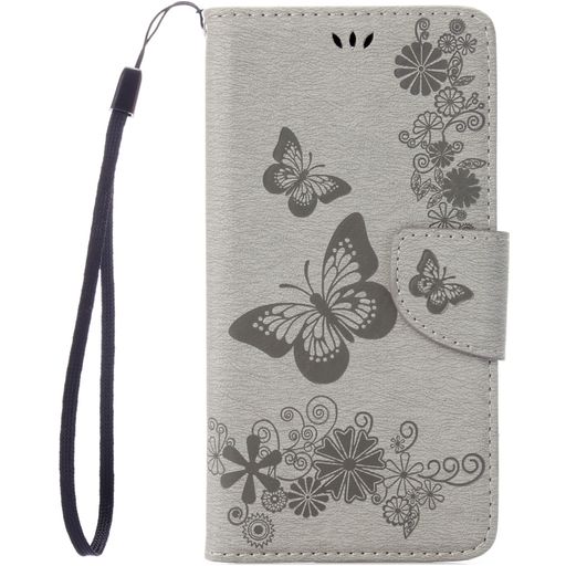 Mobigear Butterfly Housse iPhone SE (2020) Etui Porte-Monnaie - Gris
