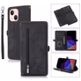 Mobigear Zipper Housse iPhone 14 Etui Porte-Monnaie - Noir