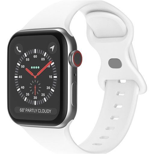 Mobigear Sport Dual Bracelet Silicone Apple Watch Fermeture à clou et passant - 42/41/40/38 mm - Blanc