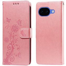 Mobigear Flowers Housse Google Pixel 10a Etui Porte-Monnaie - Rose doré