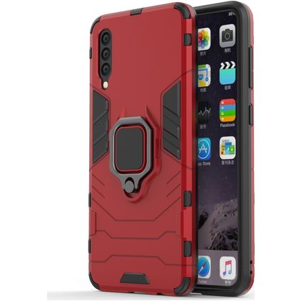 Mobigear Armor Ring Coque Samsung Galaxy A50 Coque arrière Rigide Anti-Chocs avec Anneau-Support - Rouge