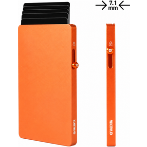 Valenta Cardprotector - Porte Cartes en en Aluminium - 5 Cartes - Compatible MagSafe - Orange