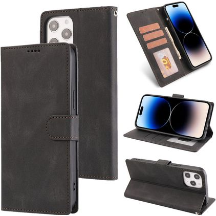 Mobigear Wallet Housse iPhone 14 Pro Max Etui Porte-Monnaie - Noir