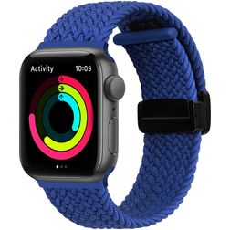 Mobigear Braided Mag Bracelet Nylon Apple Watch Fermeture magnétique - 49/46/45/44 mm - Bleu