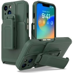 Mobigear Explorer Coque iPhone 14 Coque arrière Rigide Anti-Chocs avec Support Amovible - Vert