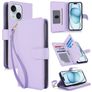 Mobigear Wallet Housse iPhone 15 Etui Porte-Monnaie - Violet