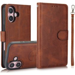 Mobigear Wallet Housse iPhone 16 Plus Etui avec Coque Détachable Porte-Monnaie - Marron