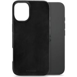 Mobilize Premium Coque iPhone 16 MagSafe Coque arrière en Cuir Véritable - Noir