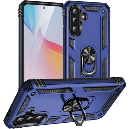 Mobigear Armor ring Coque Samsung Galaxy A37 Coque arrière Rigide Anti-Chocs avec Anneau-Support - Bleu