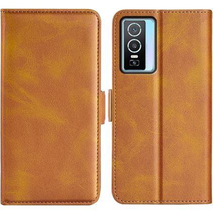 Mobigear Slim Magnet Vivo Y76 Étui Portefeuille - Cognac