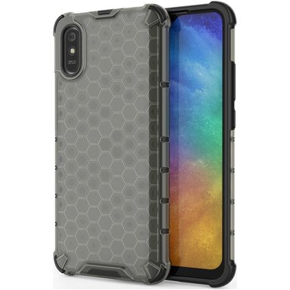 Mobigear Honeycomb Coque Xiaomi Redmi 9A Coque arrière Rigide Anti-Chocs - Gris