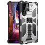 Mobigear Armor Stand Coque Samsung Galaxy S22 Ultra Coque arrière Rigide Anti-Chocs avec Support Amovible - Argent