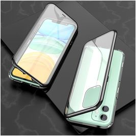 Mobigear GlassGuard Coque iPhone 11 Coque arrière en Verre trempé - Noir / Transparent