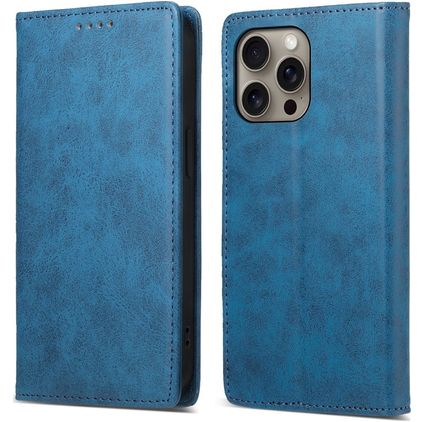 Mobigear Wallet Housse iPhone 16 Pro Max Etui Porte-Monnaie - Bleu