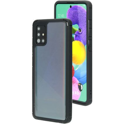 Mobiparts Rugged Clear Coque Samsung Galaxy A51 Coque arrière Rigide Anti-Chocs - Transparent / Noir