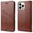 Mobigear Flowers Housse iPhone 14 Pro Max Etui Porte-Monnaie - Marron