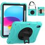 Mobigear SureGrip Coque iPad 10 (2022) Coque arrière en Plastique rigide,Silicone + Porte-crayon + Bandoulière + Support Amovible - Turquoise