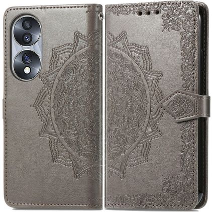Mobigear Mandala Housse HONOR 70 Etui Porte-Monnaie - Gris