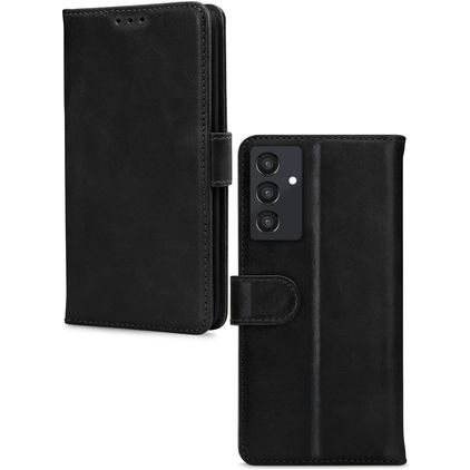 Mobilize Wallet Housse Samsung Galaxy A35 Etui en Cuir Véritable Porte-Monnaie - Noir