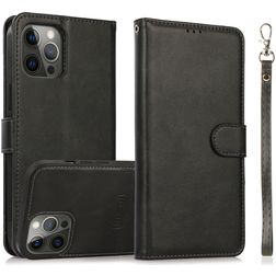 Mobigear Wallet Housse iPhone 16 Pro Max Etui avec Coque Détachable Porte-Monnaie - Noir