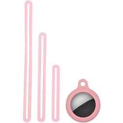 Mobigear Lanyard Coque Apple AirTag Coque en Silicone Souple - Pink