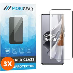 Mobigear Premium OPPO Reno 10 Verre trempé Protection d'écran - Compatible Coque - Noir (Lot de 3)