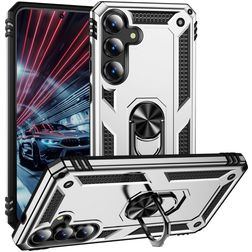 Mobigear Armor ring Samsung Galaxy S25 FE Plastique rigide Coque arrière Antichoc avec bague de maintien - Argent