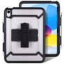 Mobigear SureGrip Slim Coque iPad 10 (2022) Coque arrière en Plastique rigide,Silicone + Porte-crayon + Support Amovible - Transparent / Noir