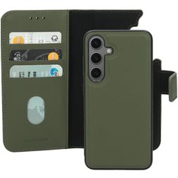 Mobiparts Samsung Galaxy S24 MagSafe Coque Cuir véritable Étui 2en1 avec coque amovible Portefeuille - Vert