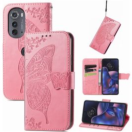 Mobigear Butterfly Housse Motorola Edge (2022) Etui Porte-Monnaie - Rose