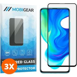 Mobigear Premium POCO F2 Pro Verre trempé Protection d'écran - Compatible Coque - Noir (Lot de 3)