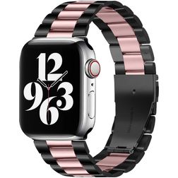 Mobigear Antwerp Bracelet Acier Apple Watch Fermeture boucle déployante - 42/41/40/38 mm - Noir / Rose