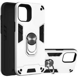 Mobigear Armor Ring Coque iPhone 12 Pro Max Coque arrière Rigide Anti-Chocs avec Anneau-Support - Argent