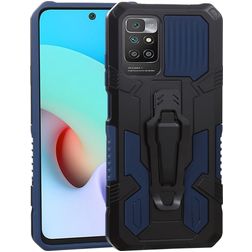 Mobigear Armor Stand Coque Xiaomi Redmi 10 4G Coque arrière Rigide Anti-Chocs avec Support Amovible - Bleu
