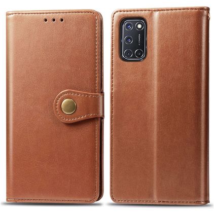 Mobigear Snap Button OPPO A52 Étui Portefeuille - Cognac