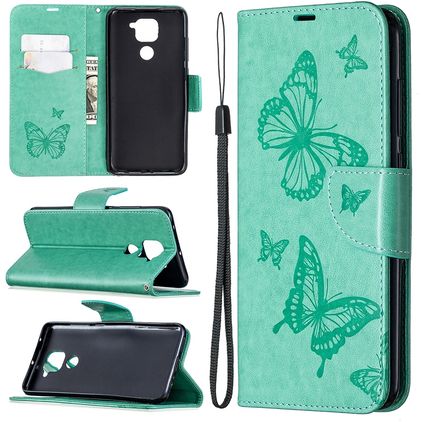 Mobigear Butterfly Housse Xiaomi Redmi Note 9 Etui Porte-Monnaie - Turquoise