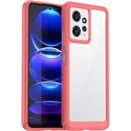 Mobigear Crystal Xiaomi Redmi Note 12 Plastique rigide Coque arrière - Transparent / Rouge