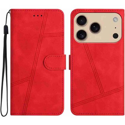Mobigear Stitch Housse iPhone 17 Pro Max Etui Porte-Monnaie - Rouge