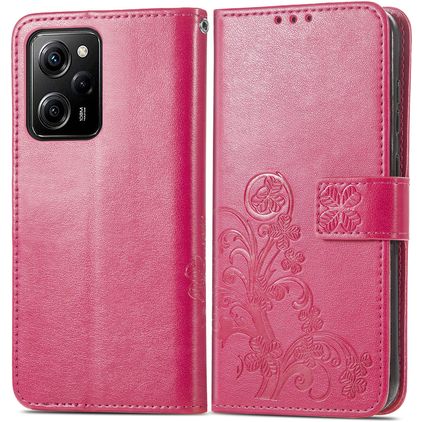 Mobigear Clover POCO X5 Pro Étui Portefeuille - Magenta