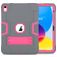 Mobigear ShieldStand Coque iPad 10 (2022) Coque arrière en Plastique rigide,Silicone + Support Amovible - Rose / Gris