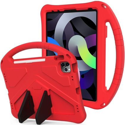 Mobigear AeroArmor Coque iPad 10 (2022) Coque de tablette pour enfants avec Poignée Enfants en EVA + Porte-crayon - Rouge