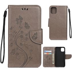 Mobigear Flowers Housse iPhone 11 Etui Porte-Monnaie - Gris