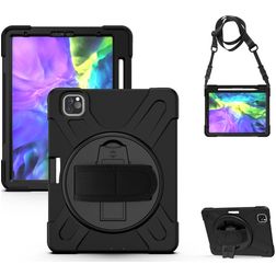 Mobigear SureGrip XGuard Coque iPad Pro 11 Pouces (2020) Coque arrière en Plastique rigide,Silicone + Porte-crayon + Bandoulière + Support Amovible - Noir