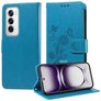Mobigear Flowers Housse OPPO Reno 12 Pro Etui Porte-Monnaie - Bleu