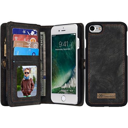 Caseme 008 Housse iPhone SE (2022) Etui avec Coque Détachable Porte-Monnaie - Noir